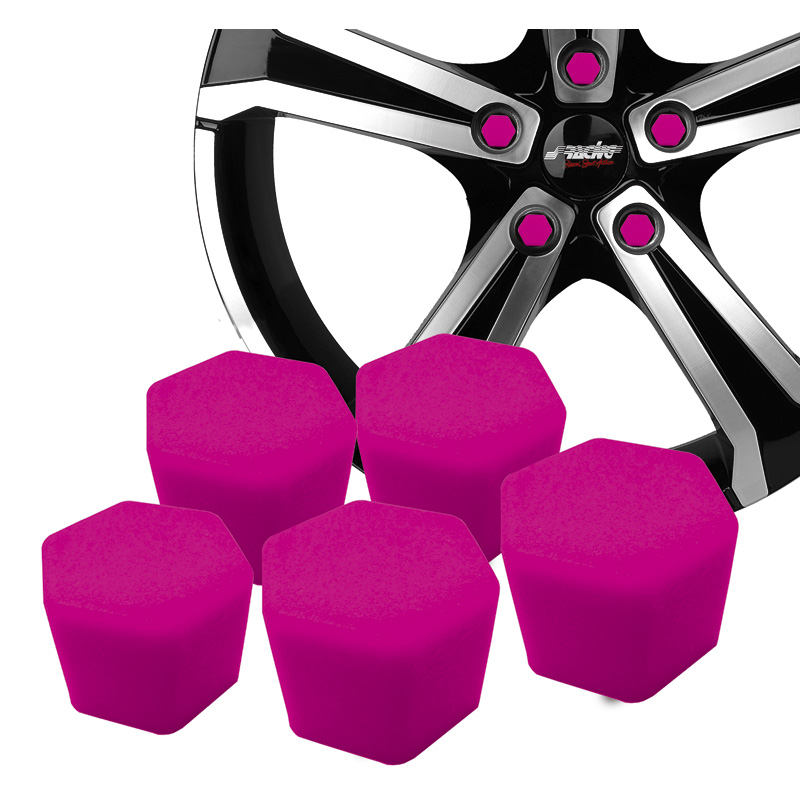 Simoni Racing Wheel Nut Covers Soft Sil - 19mm - Pink - Set of 20 pieces