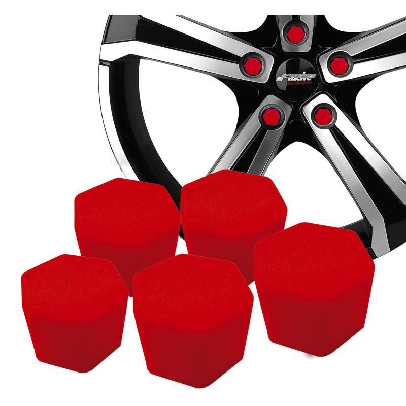 Simoni Racing Wheel Nut Covers Soft Sil - 17mm - Red - Set of 20 pieces